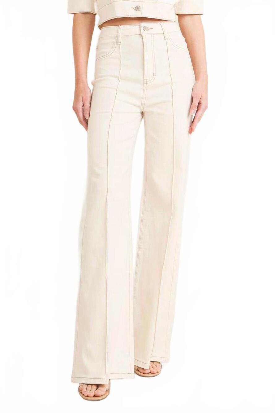 NEW FLYING TOMATO twill flare pant in ecru